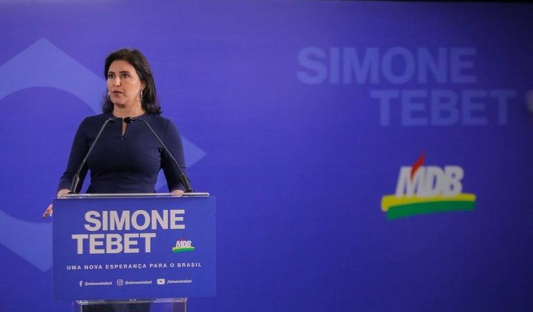 Simone Tebet promete combate a fome e a violência contra a mulher caso eleita presidente