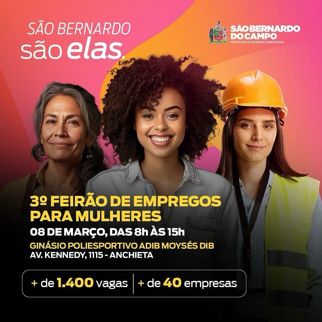 É AMANHÃ: 3ª EDIÇÃO DO FEIRÃO DE EMPREGOS PARA MULHERES